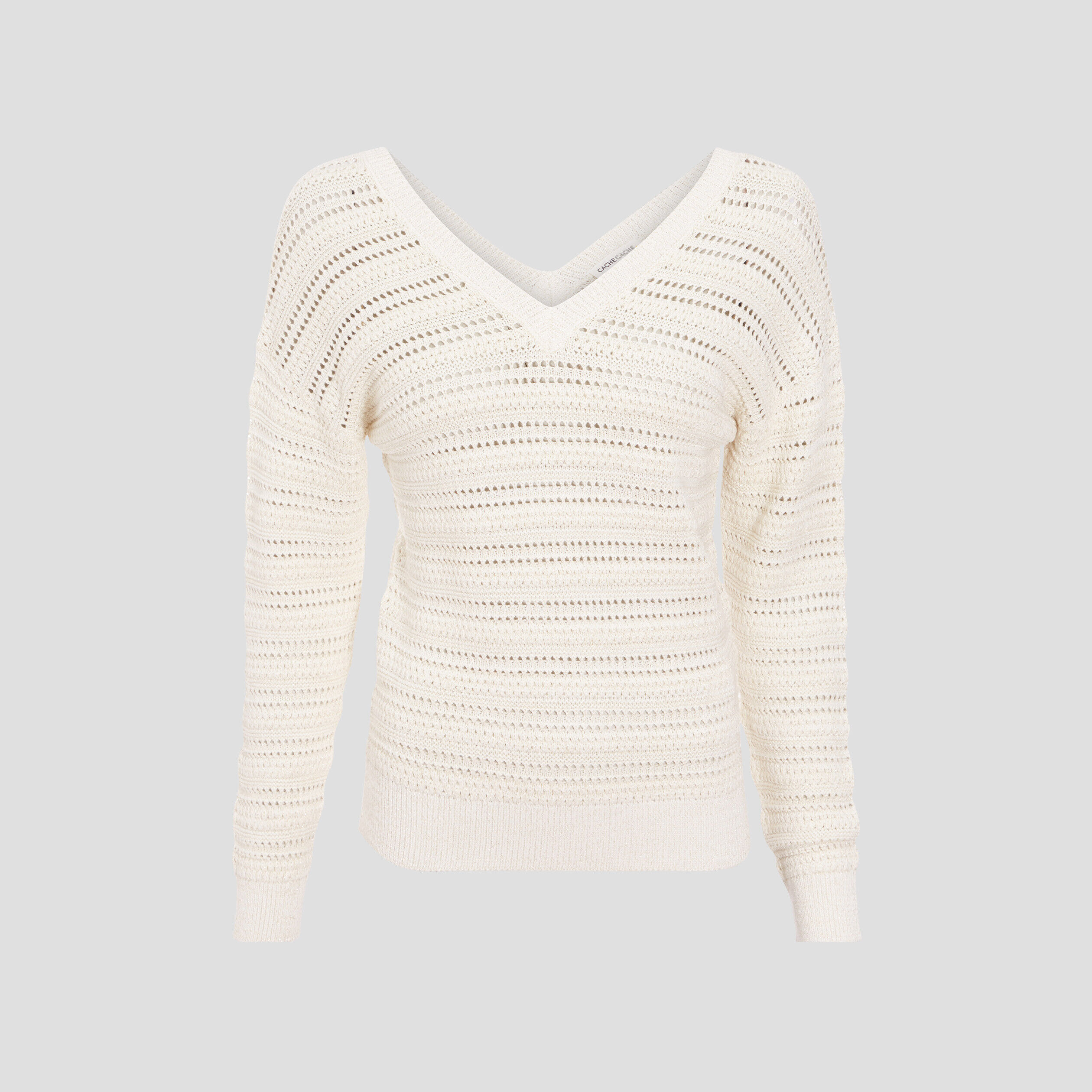 Pull ajouré col en V ecru femme | Cache Cache