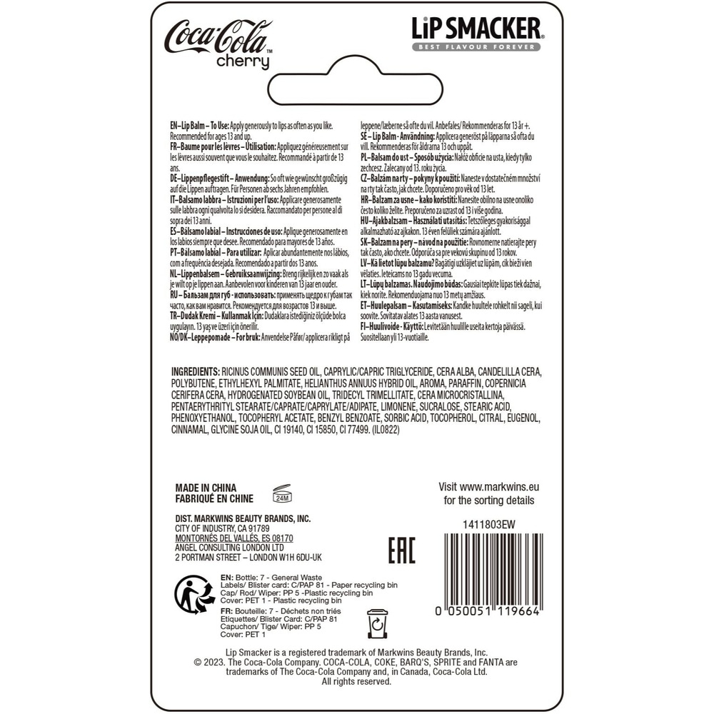 lip smacker Coke Bottle Lip Balm Baume à lèvres bouteille Coca Cerise