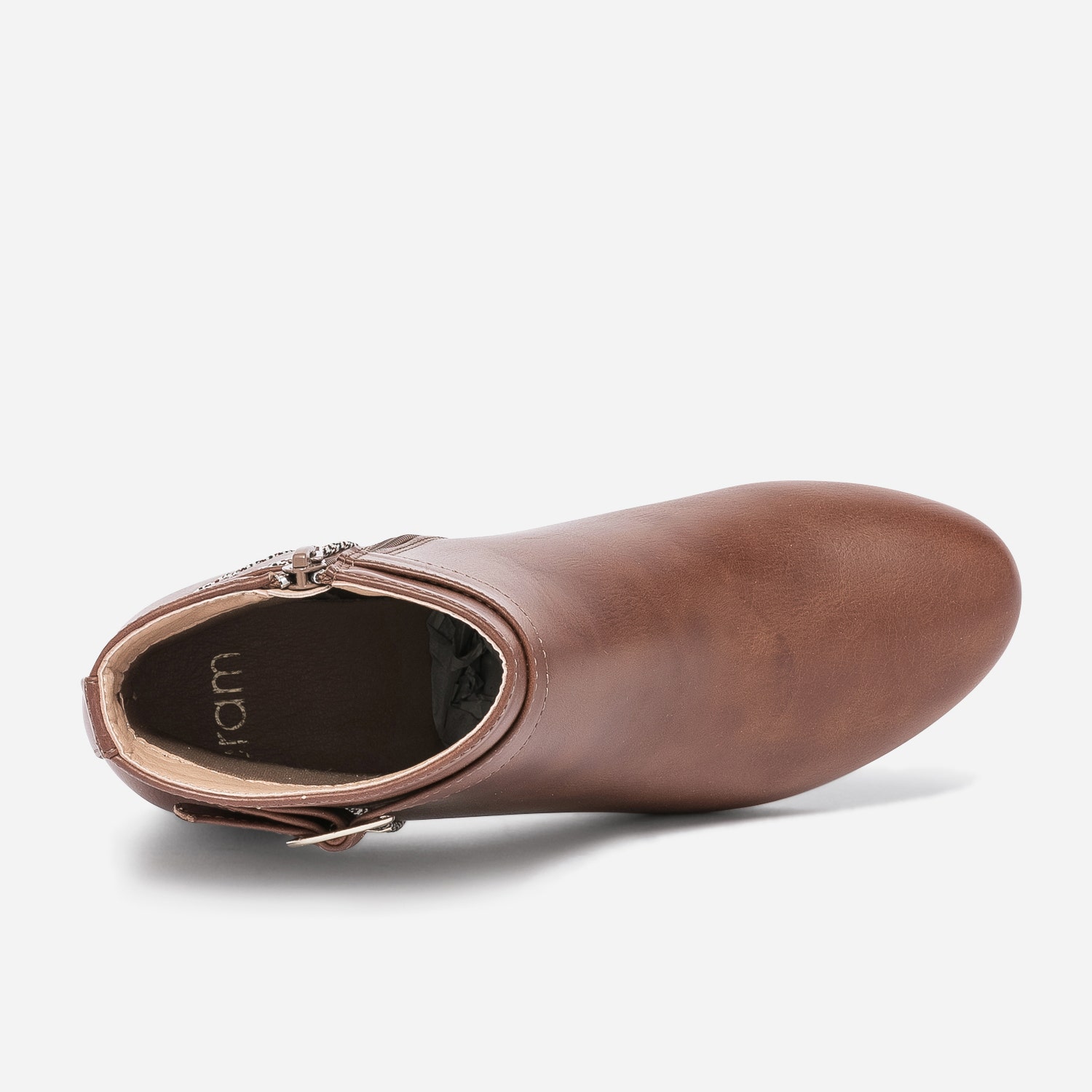 Boots cognac avec biais pied-de-poule