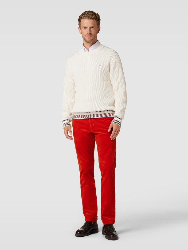 Slim Stretch Fit Cordhose mit Knopfverschluss Modell 'BEDFORD' in orange