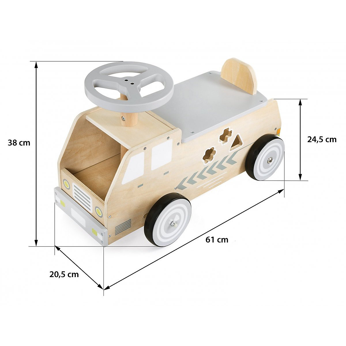 Aufsitzauto aus Holz Rutschauto mit Aufbewahrungsfach