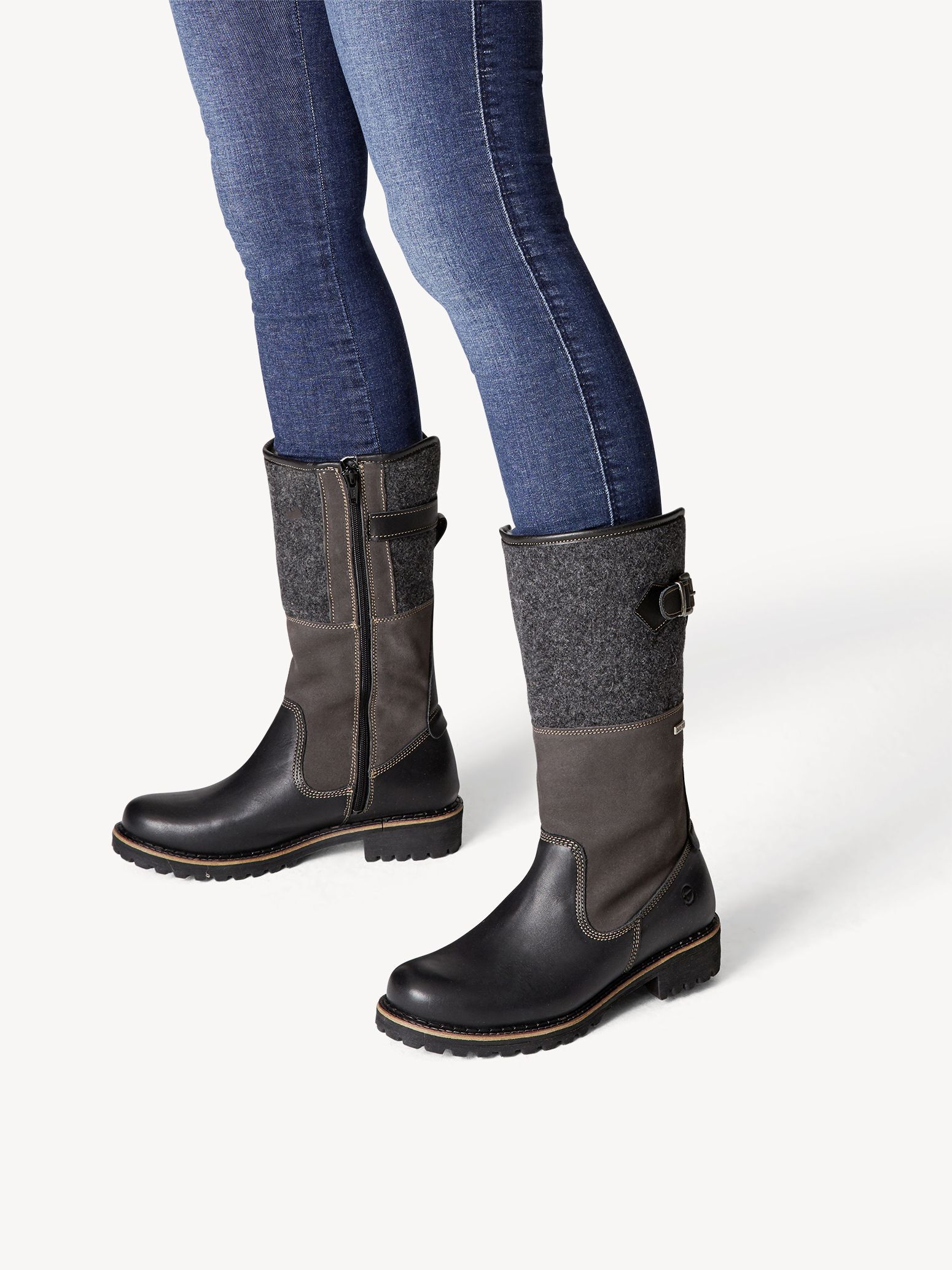 Bottes en cuir - noir doublure chaude