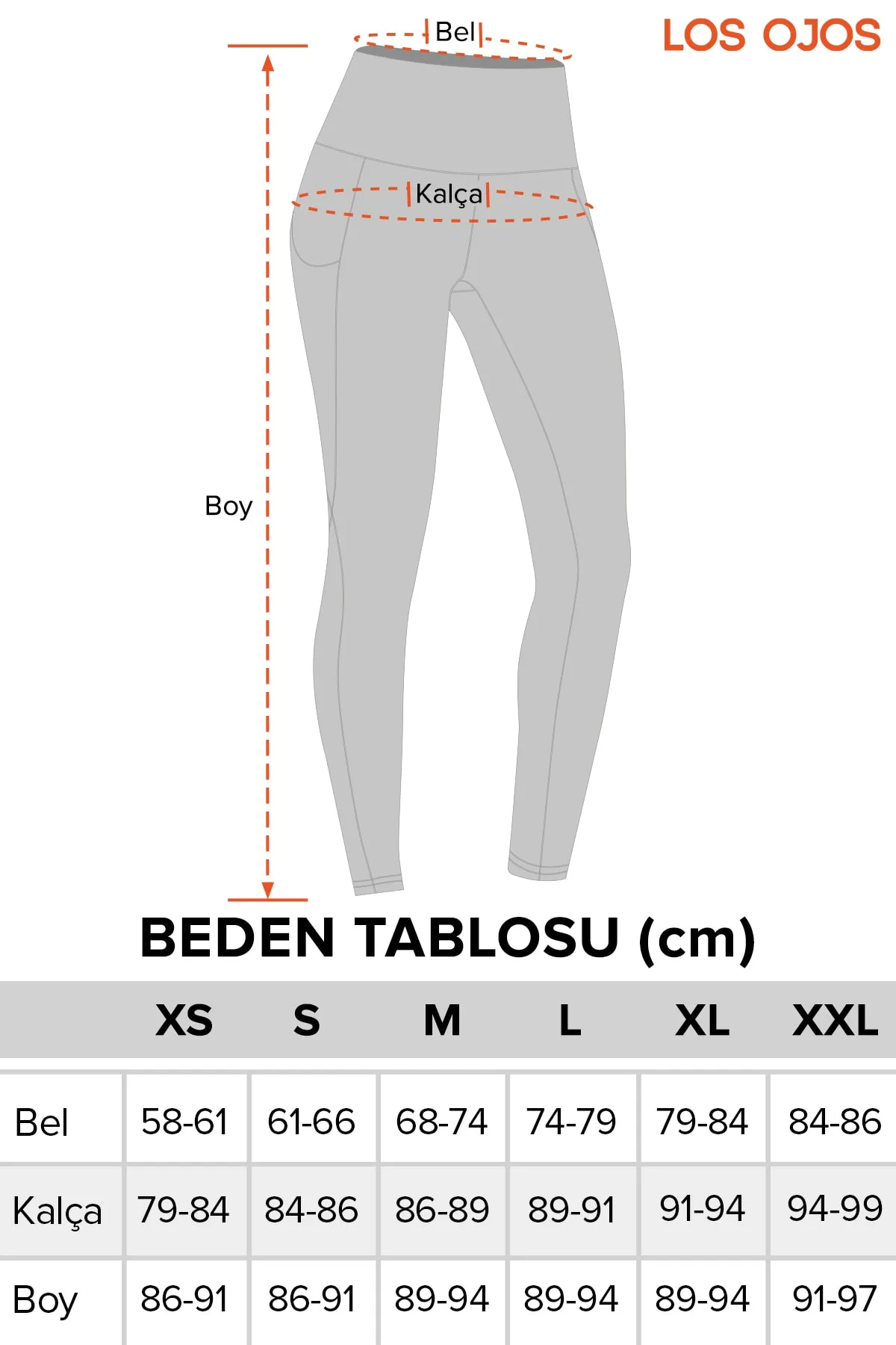 LOS OJOS  Damen-Sportstrumpfhose in Melange-Grau mit hoher Taille und doppelter Tasche
