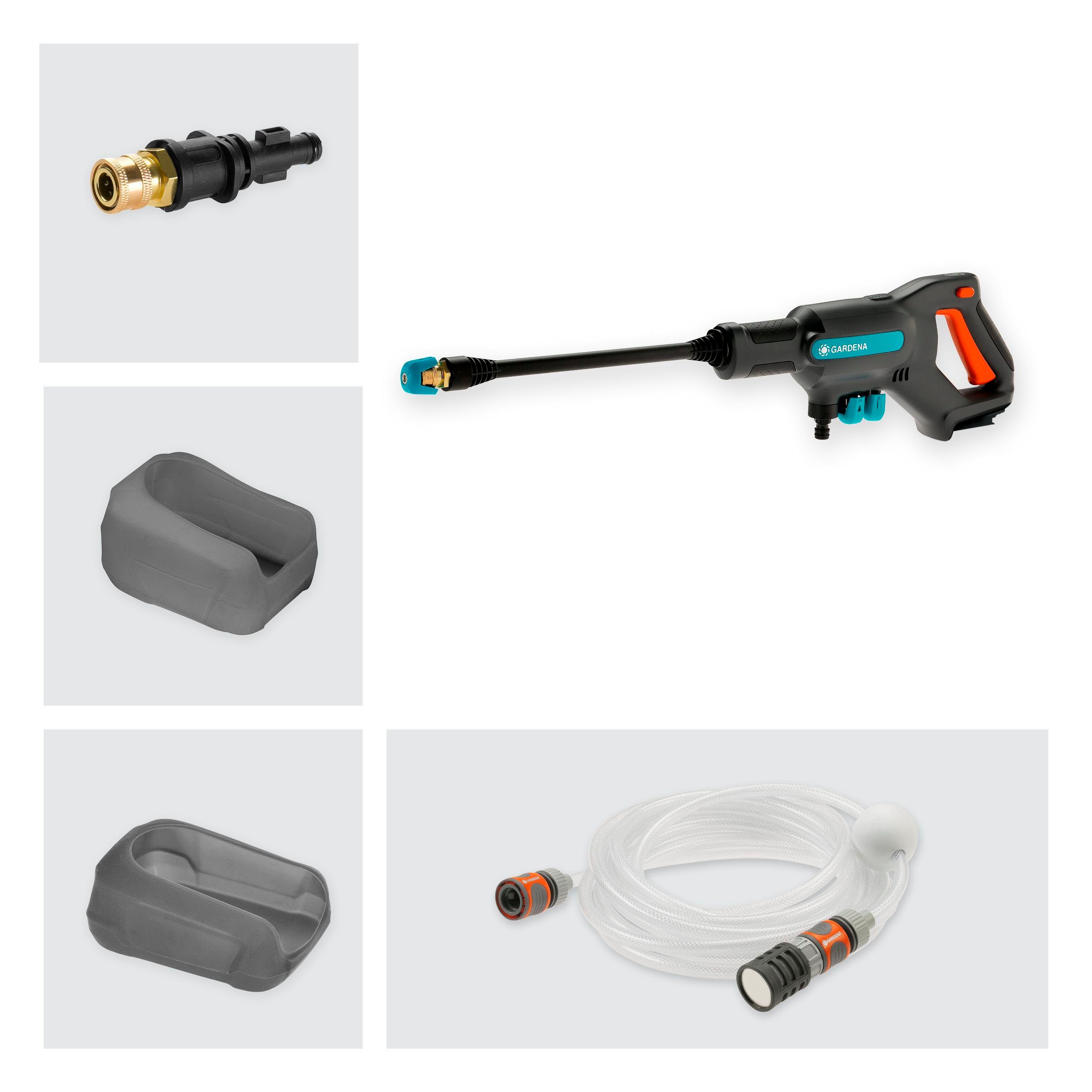 GARDENA Akku-Mitteldruckreiniger AquaClean 24/18V P4A solo, Druck max: 24 bar, Fördermenge max: 250 l/h, (3 tlg), ohne Akku und Ladegerät