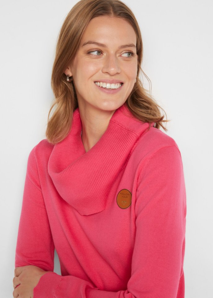 Feinstrickpullover mit weitem Kragen