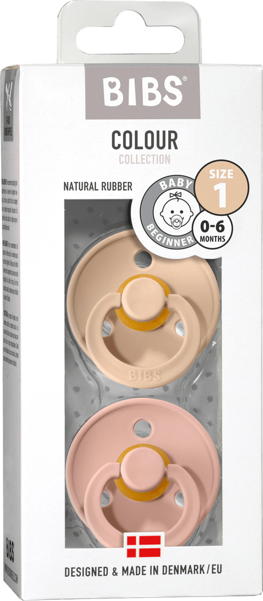 Schnuller Colour Latex rund, vanille/rosa, Gr. 1, 0-6 Monate, 2 St