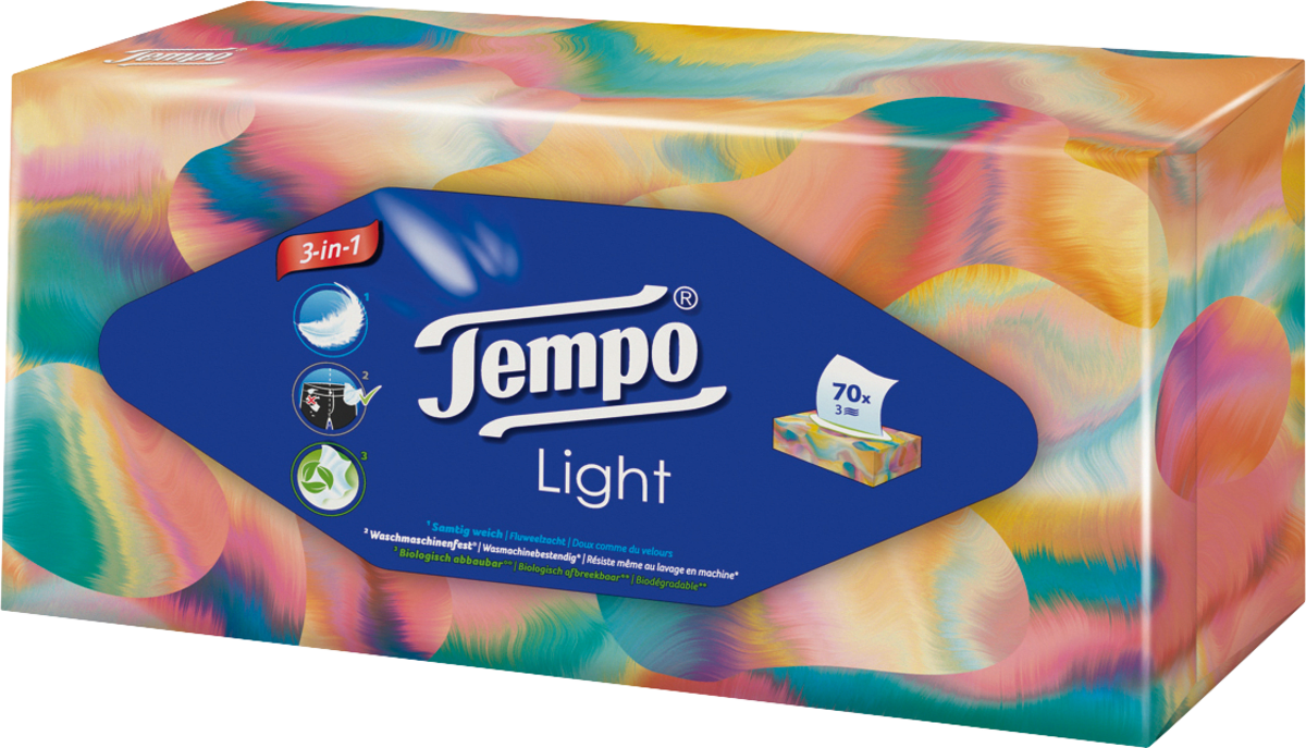 Tempo Taschentücher Light Box, 70 St