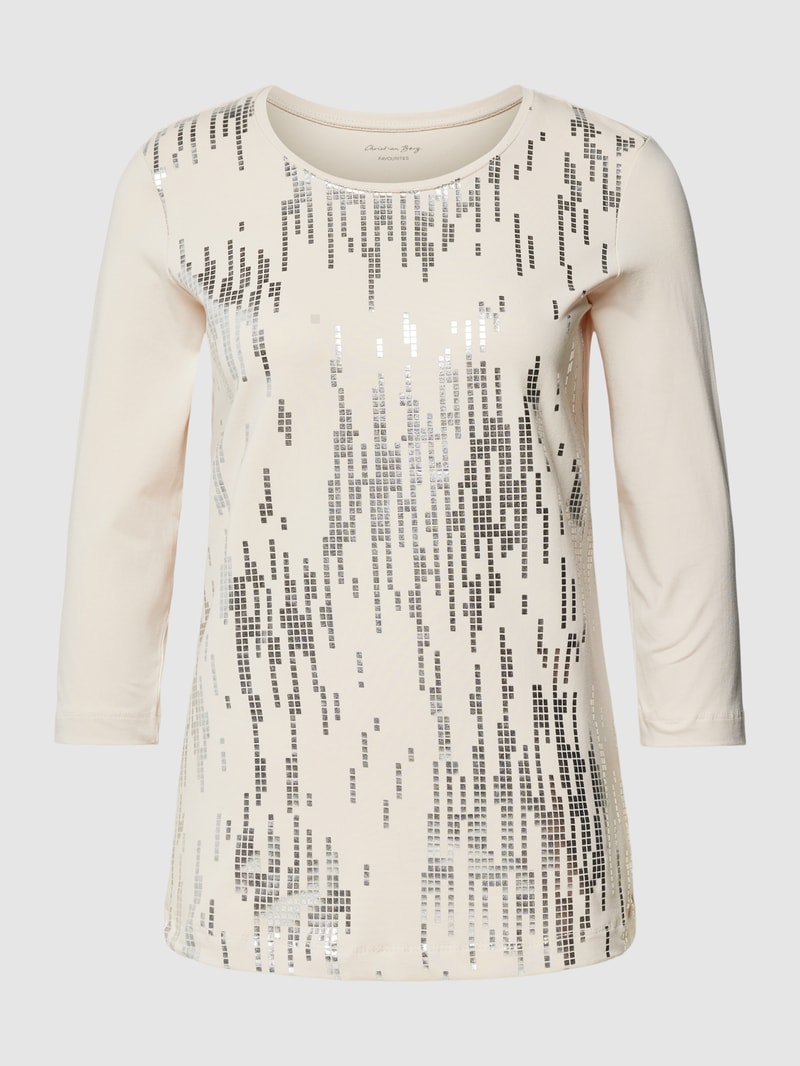 Longsleeve mit U-Boot-Ausschnitt in stein