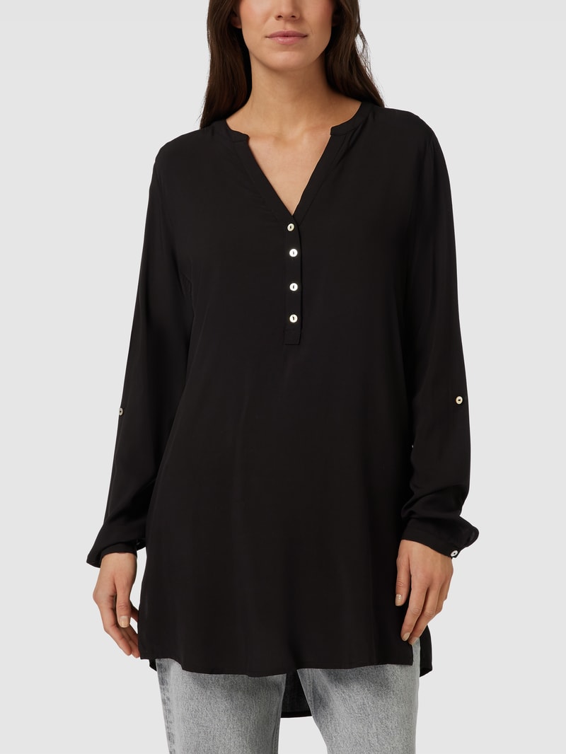 Blusenshirt mit V-Ausschnitt in schwarz