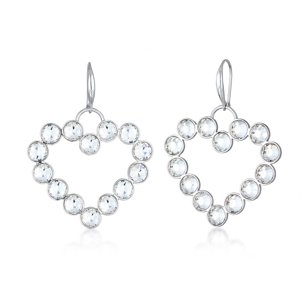 Nenalina Nenalina Boucles d'Oreilles Femmes pendentif d'oreilles cœur avec cristaux en arg Boucles d'oreilles