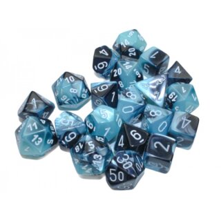 Gemini Bag of 20 Polyhedral Black Shell/White (Limited Edition)