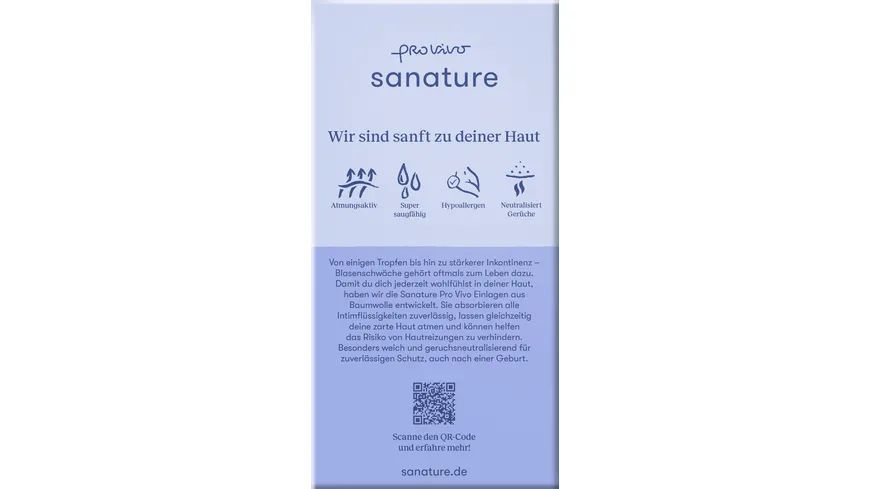 Sanature Pro Vivo 100% Baumwolle Inkontinenzeinlagen Super