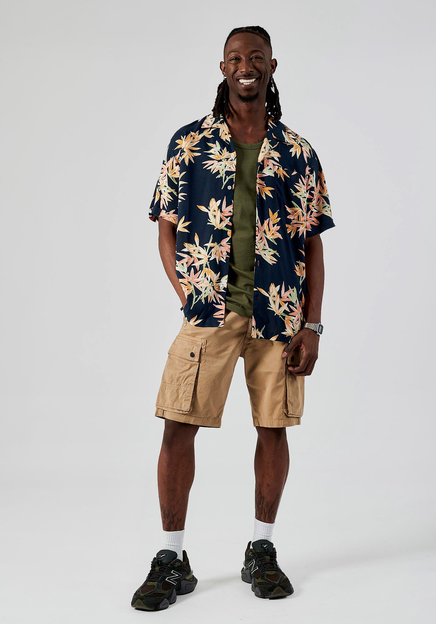 ROYAL  Chemise bleue fleurie homme