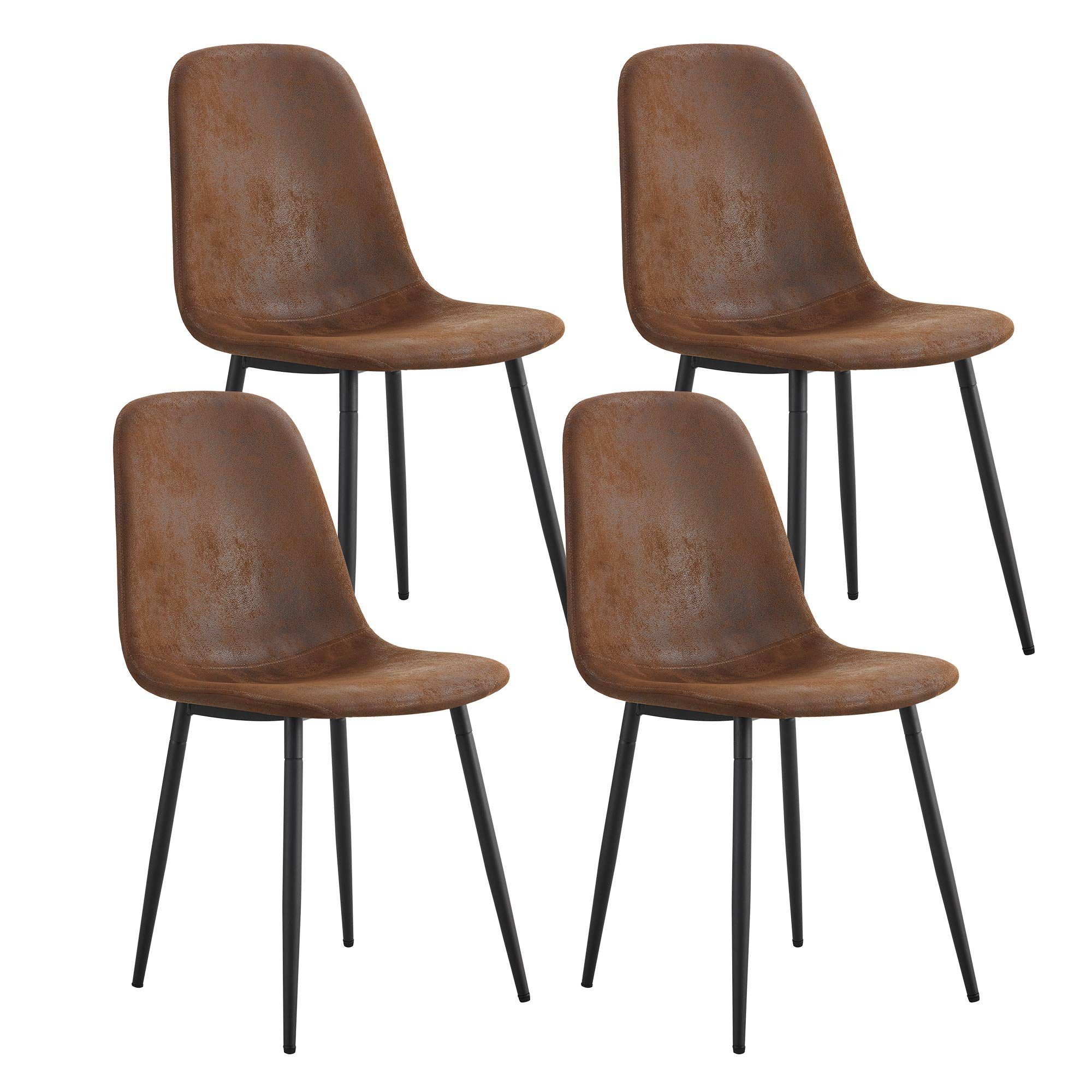 REDOM Essgruppe Esstisch mit 4 Stühlen, (5-tlg), Küchetisch Esszimmerstuhl, Metallbeine