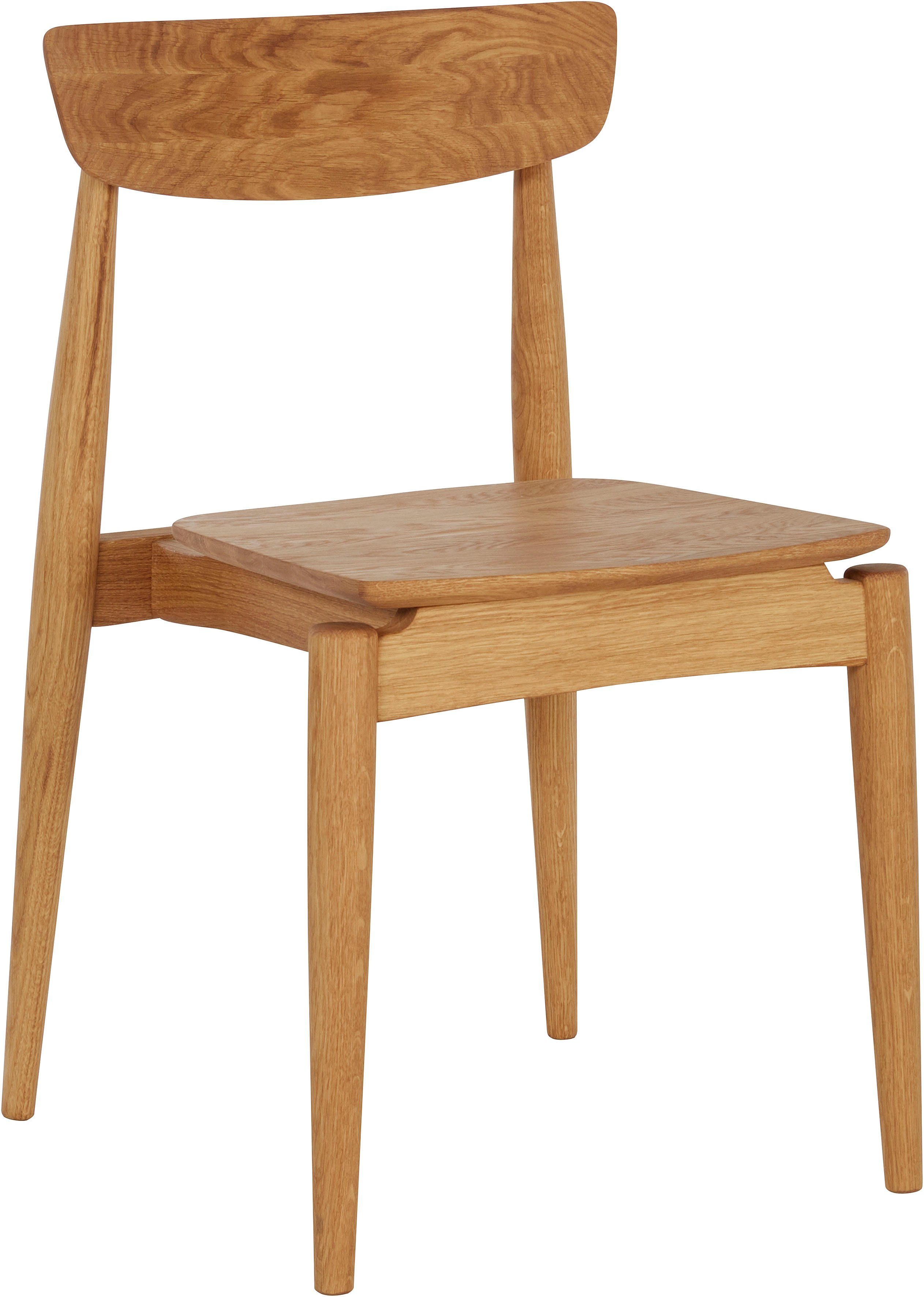 OTTO products 4-Fußstuhl Veikko (Set, 2 St), vegan, mit pflanzlichem Bio Öl behandelt, Massivholz Eiche, stapelbar