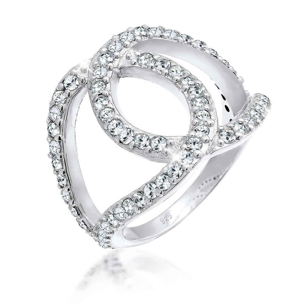 Elli Elli Bague pour Dames Noeuds d'Amour avec Cristal en 925/1000 Argent Bague