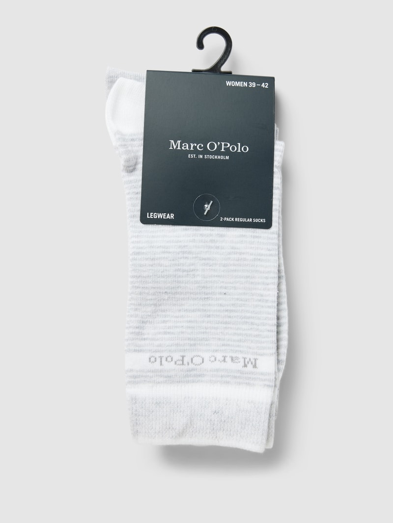 Socken mit Label-Detail im 2er-Pack Modell 'MARTHA' in hellgrau meliert