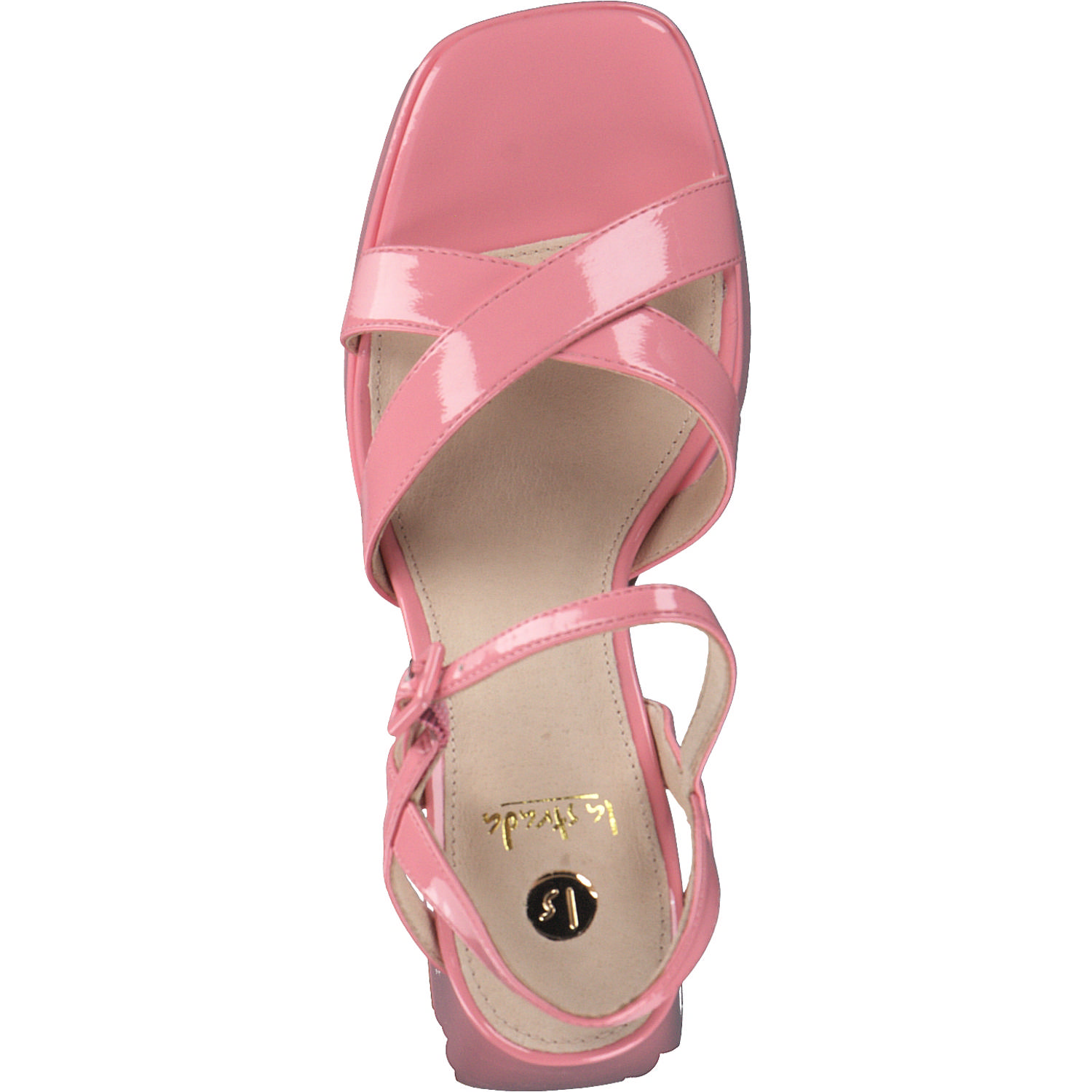 La Strada 2201027, Plateau-Sandaletten, Damen, coral wrinkle patent