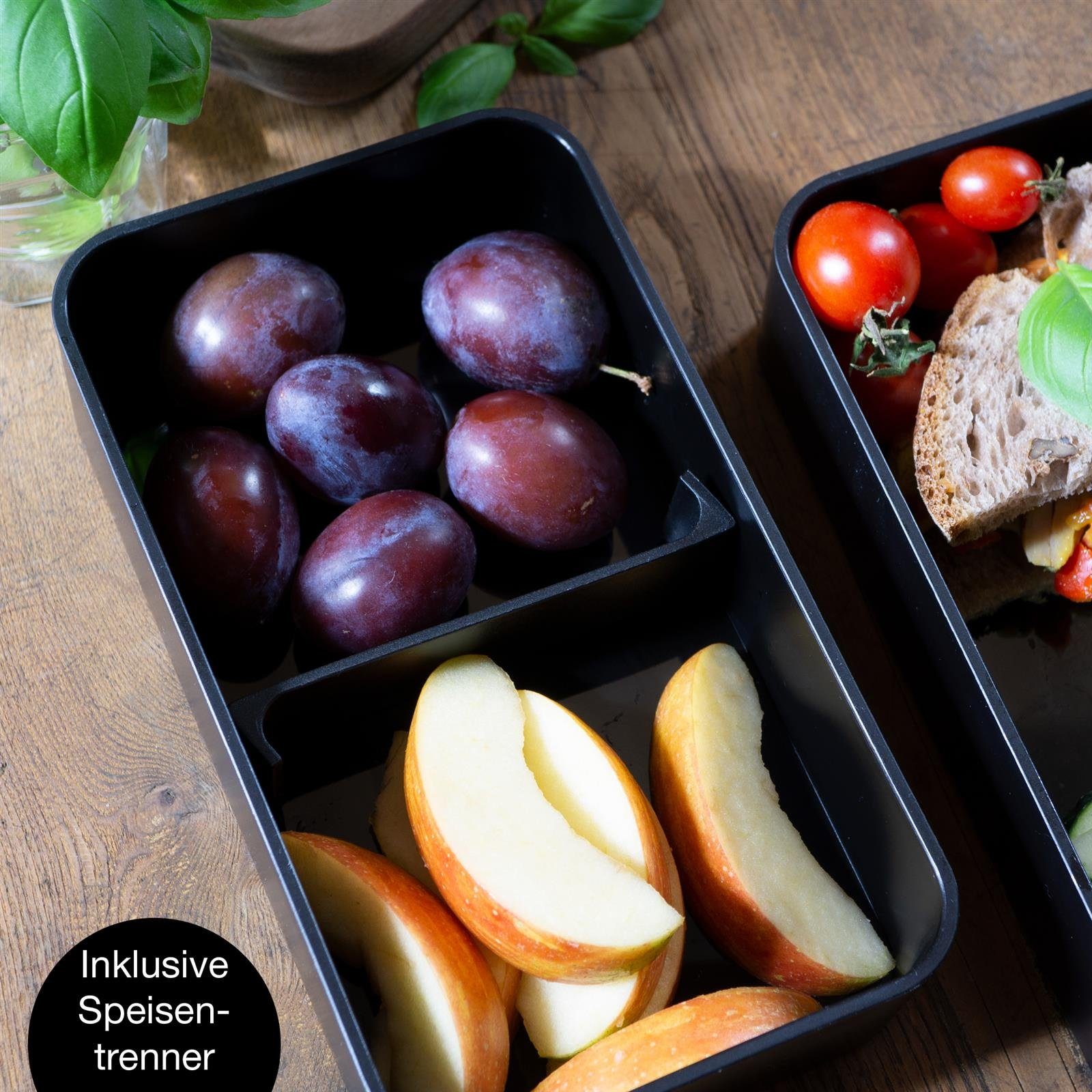 Moritz & Moritz Lunchbox Bento Box Set, Kunststoff, Bambus, Elasthan, (Set), Bento Lunchbox für Erwachsene und Kinder - inkl. Besteck-Set