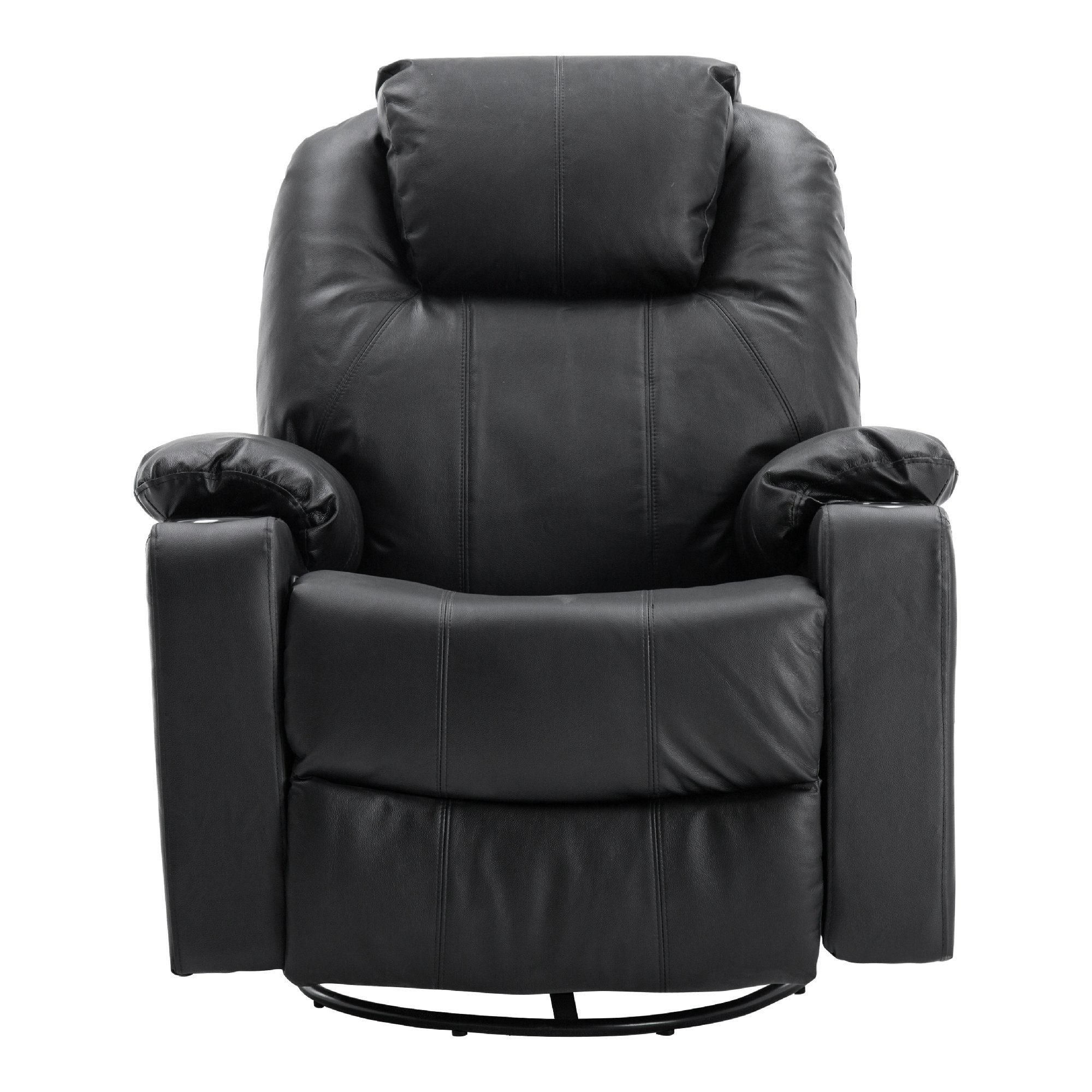 MCombo Relaxsessel MCombo Leder Massagesessel Relaxsessel 7050, manuell, mit Heizung, 360° drehbar und schwenkbar, Leder, Schwarz