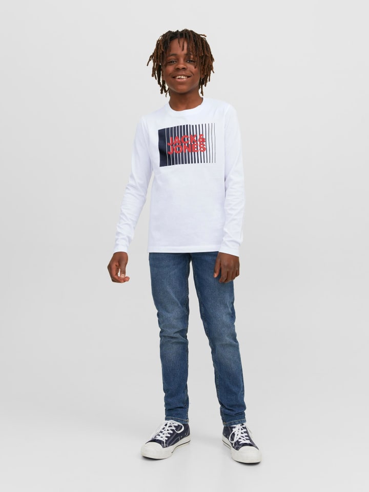 JACK & JONES Junior Langarmshirt in white günstig kaufen
