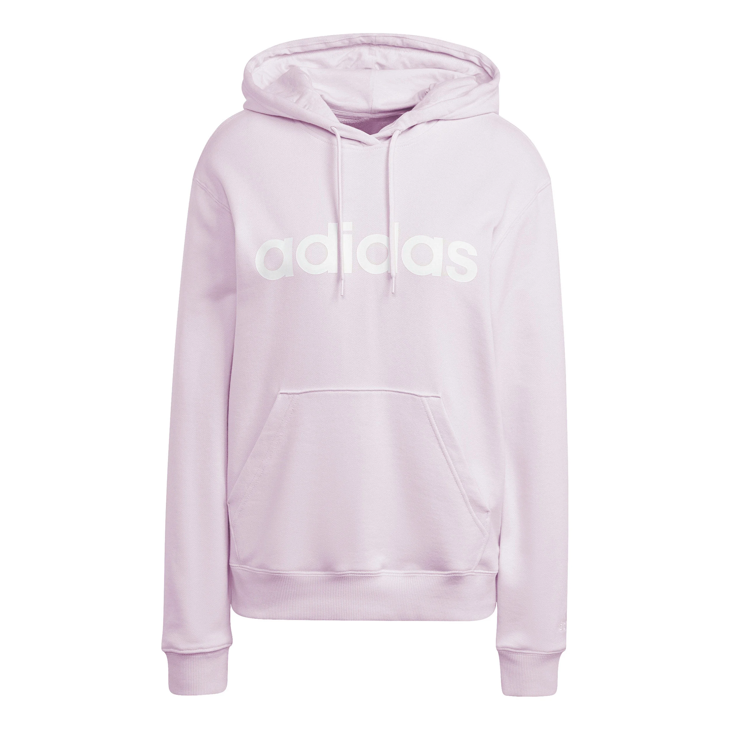 Linear French Terry Hoody Damen - Rosa, Weiß