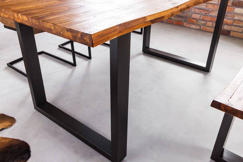 riess-ambiente Baumkantentisch GENESIS 180cm natur / grau (Einzelartikel, 1-St), Massivholz · Metall · Kufen-Gestell· 3,5cm Platte · Akazie · geölt