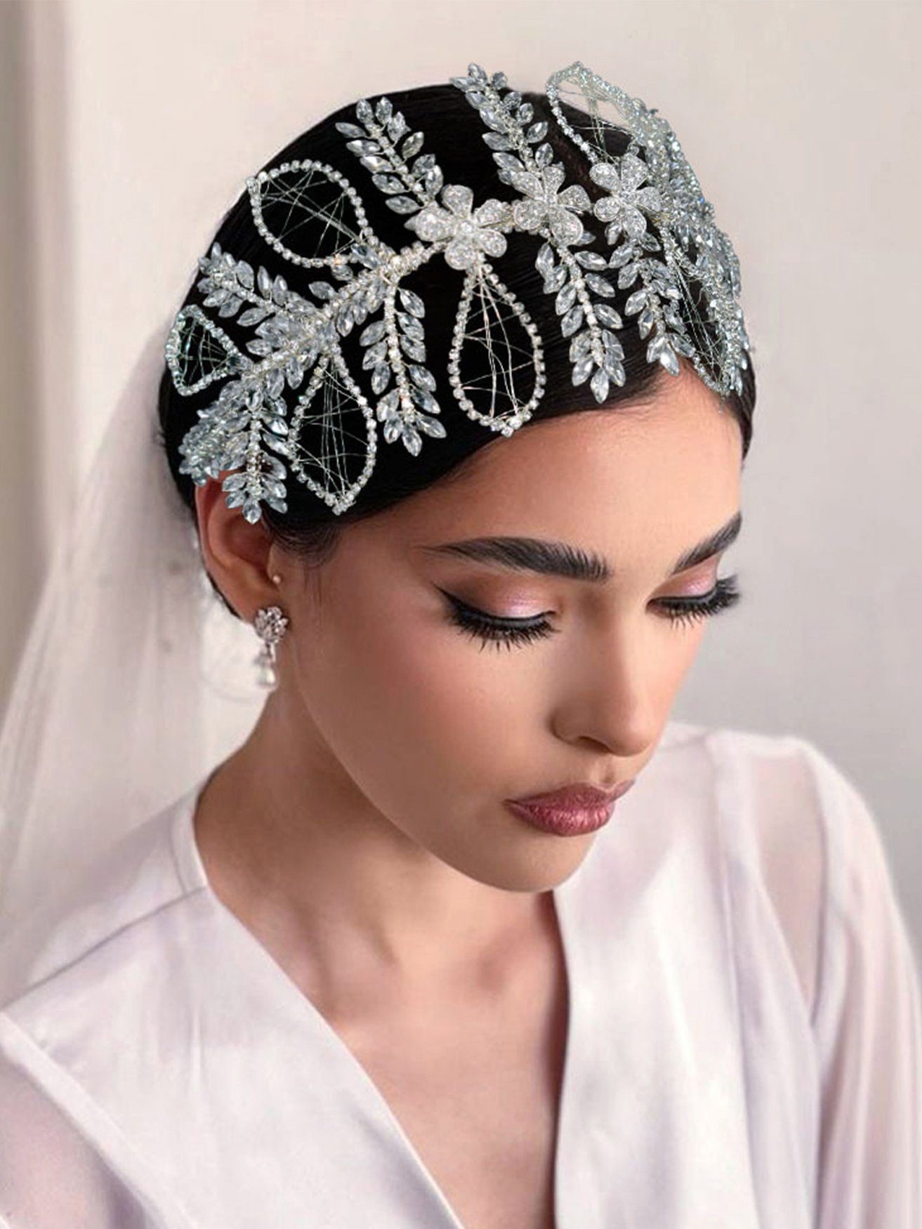 HOHEA H Haarband Kristall-Stirnband, Hochzeits-Haarschmuck, Braut-Haarschmuck, 1-tlg., Hochzeitsdekoration Brautjungfern-Haarschmuck für Party, Silberne Haaraccessoires sind elegante Haaraccessoires für Frauen
