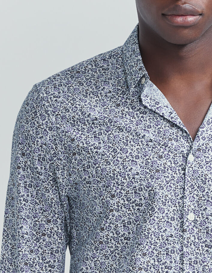 Chemise SLIM marine bio imprimé micro-fleurs Homme