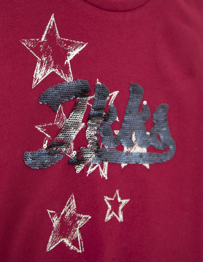 T-shirt bordeaux IKKS en sequins réversibles fille