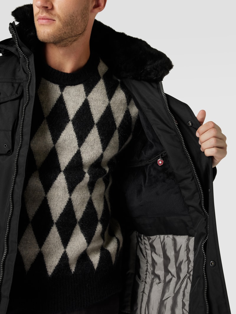 Funktionsjacke mit Label-Detail in schwarz