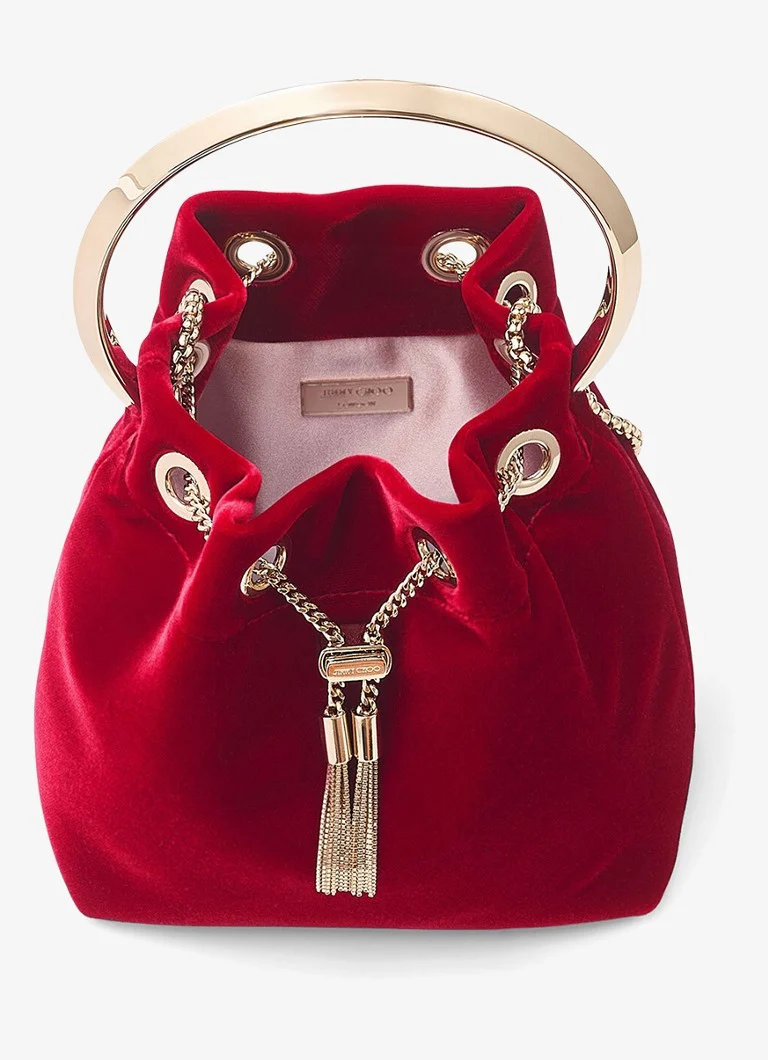 Geantă de mână Jimmy Choo Bon Bon din catifea