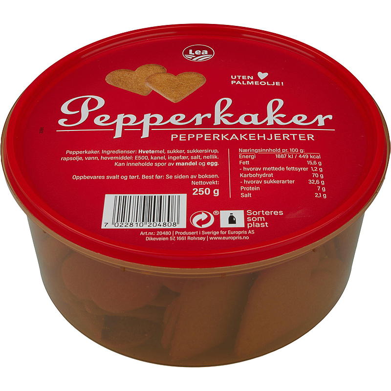 Pepperkakehjerter 250 g