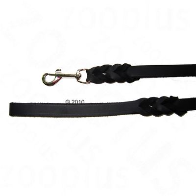 Heim Lederleine mit eingeflochtenem Karabiner, schwarz