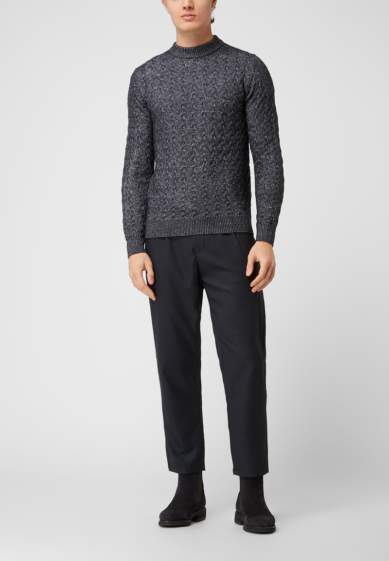 Pullover mit Zopfmuster in marineblau
