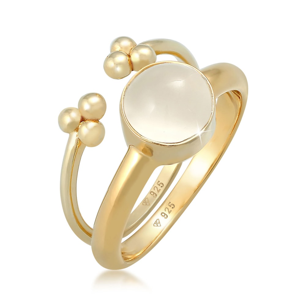 Elli PREMIUM Elli PREMIUM Bague Duo pour dames Classique Elégant Tendance Minimal avec pierre  Bague