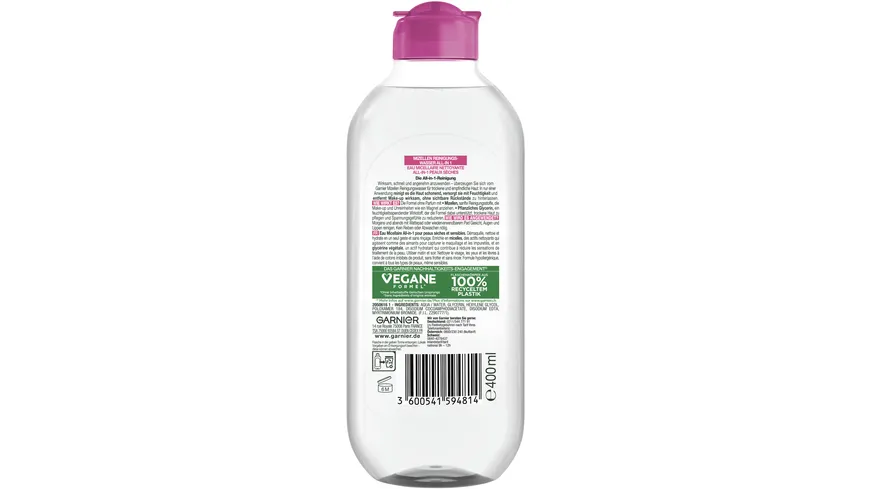 Garnier Skin Active Mizellen Reinigungswasser All-in-1 für trockene Haut - Entfernt Make-up und Unreinheiten 400 ml