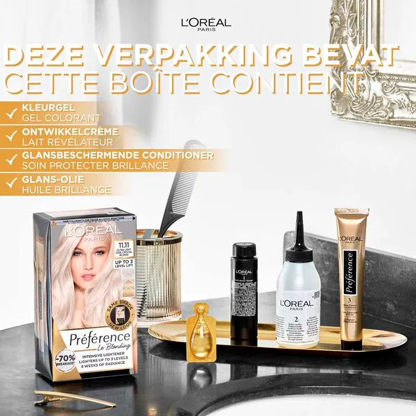 L'Oréal Paris Préférence Le Blonding 11.11 Ultra világos hamvasszőke tartós hajfesték