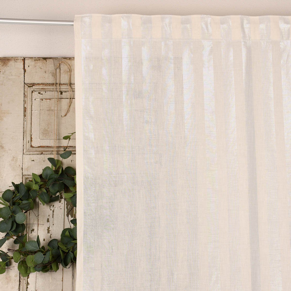 Meterware Rasch Textil Stores Shine Längsstreifen Leinenstruktur linen natur 30, halbtransparent, Kunstfaser, überbreit