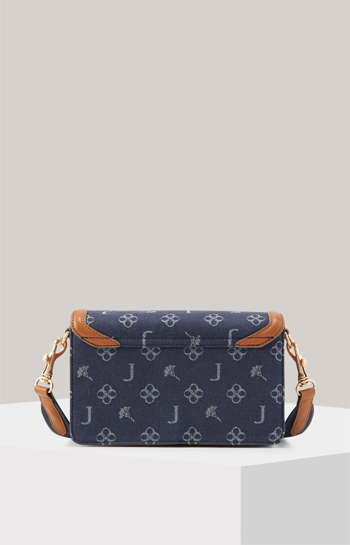 Schultertasche Azzurro Sousa in Denim-Blau/Cognac