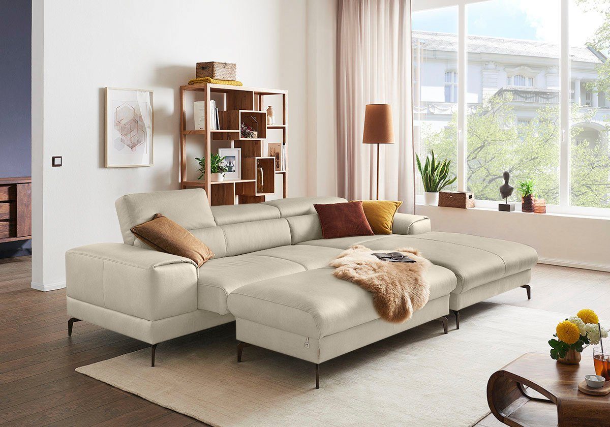 W.SCHILLIG Ecksofa piedroo, Kopfteilverstellung, wahlweise mit Sitztiefenverstellung, Breite 303cm