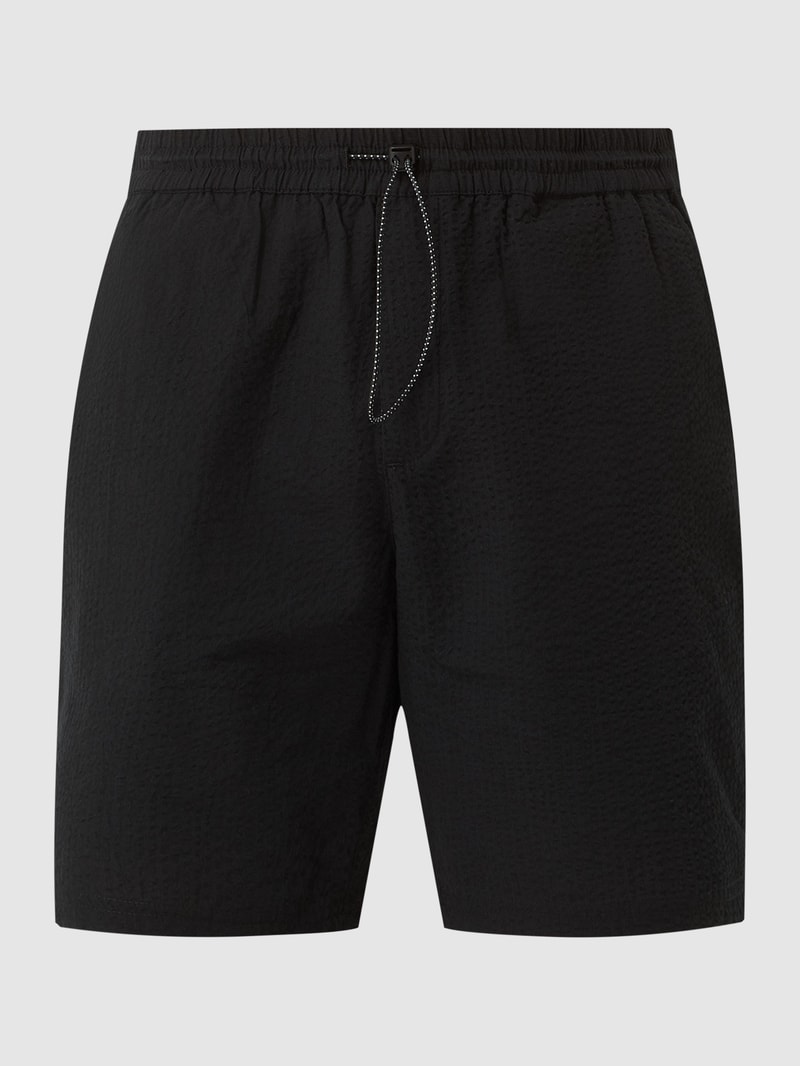 Sweatshorts aus Seersucker in marineblau