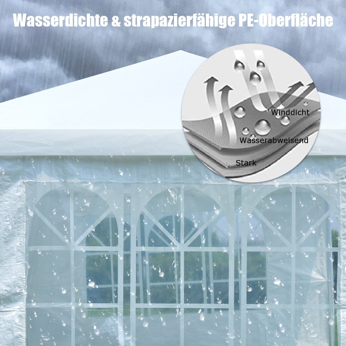 COSTWAY Pavillon Gartenzelt Partyzelt Gartenpavillon, mit 4 Seitenteilen, 3x6m inkl. Tragetasche