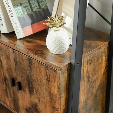 VASAGLE Standregal Bücherregal, Leiterregal, mit Schrank, 4 Ablagen