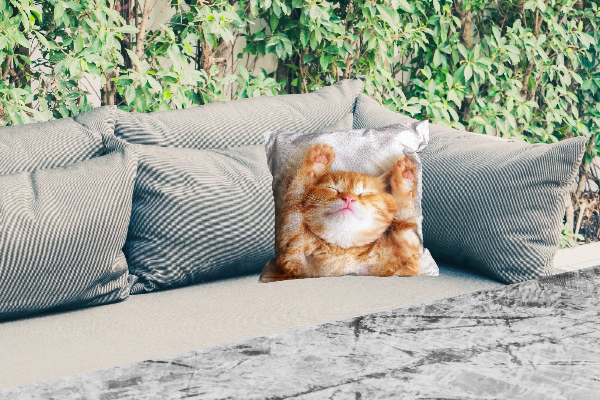 MuchoWow Dekokissen Katze - Rot - Haustiere - Kätzchen, Kissenbezüge, Kissenhülle, Dekokissen, Dekokissenbezug, Outdoor