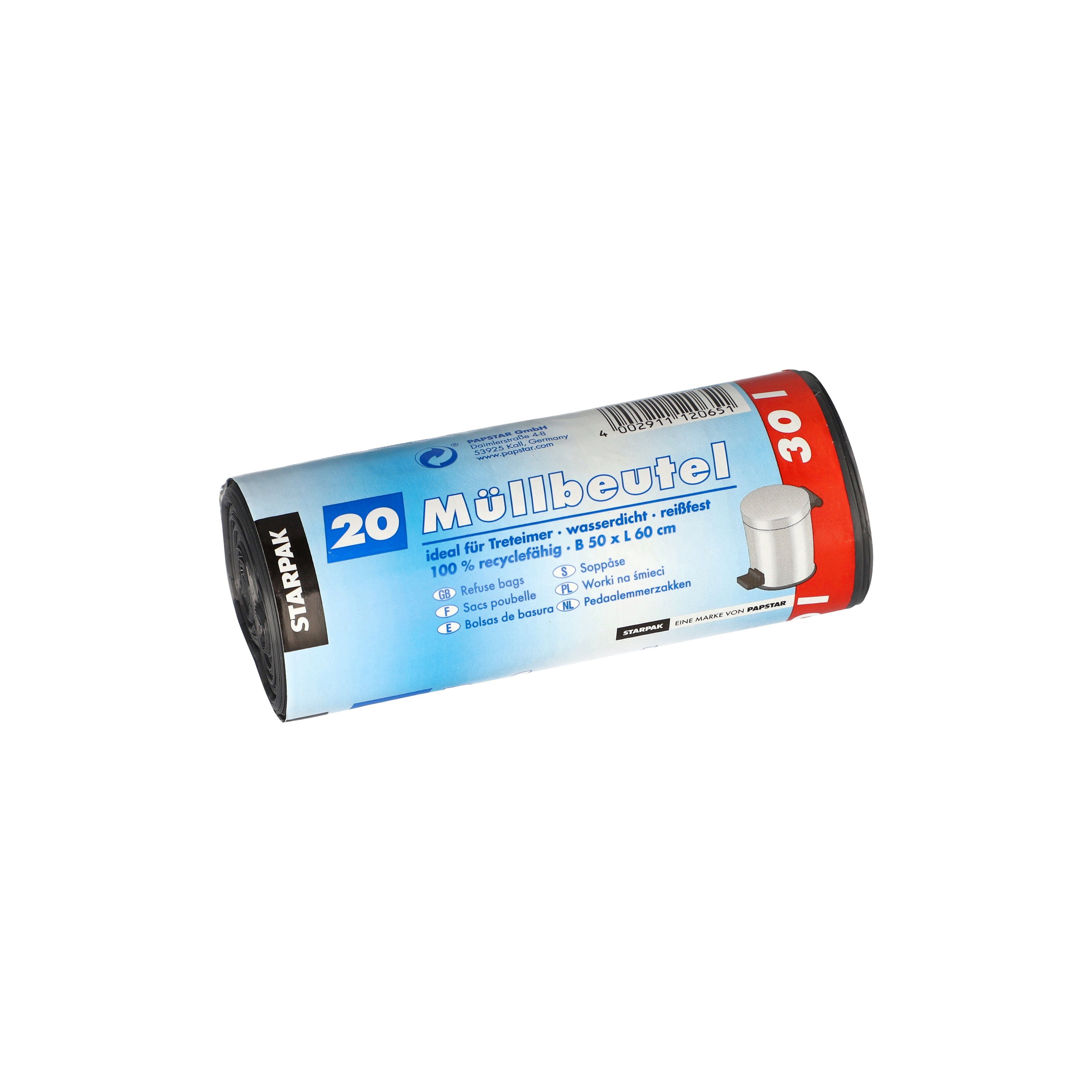 Starpak Müllbeutel 20 Müllbeutel, LDPE 30 l 60 cm x 50 cm grau