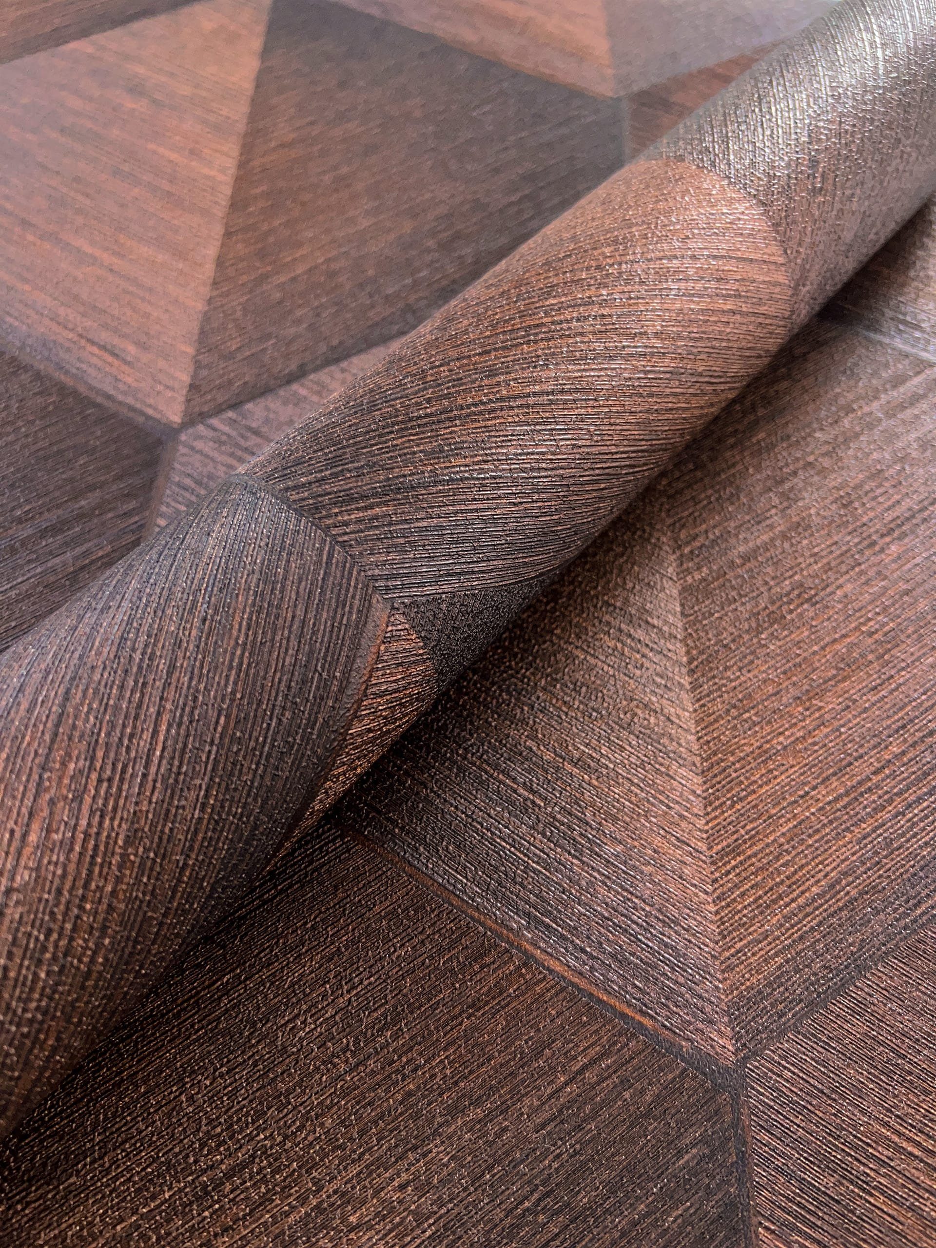 Newroom Vliestapete, Braun Tapete Modern 3D-Optik - Mustertapete Streifentapete Kupfer Schwarz Grafisch Geometrisch Raute Linien für Wohnzimmer Schlafzimmer Küche