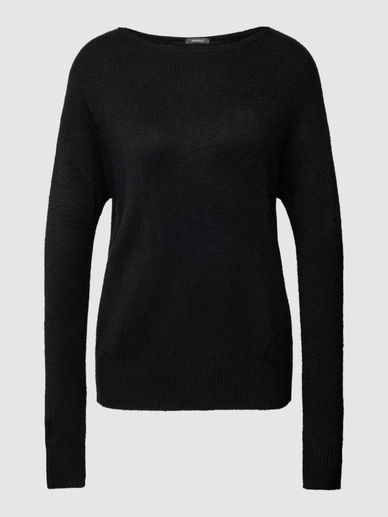 Strickpullover in melierter Optik in schwarz