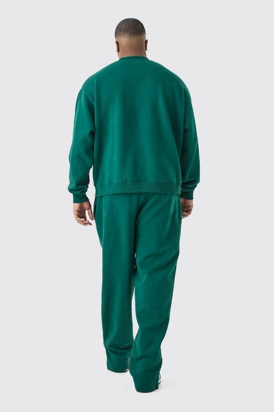 Plus kastiger Oversize Sweatshirt-Trainingsanzug mit Slogan