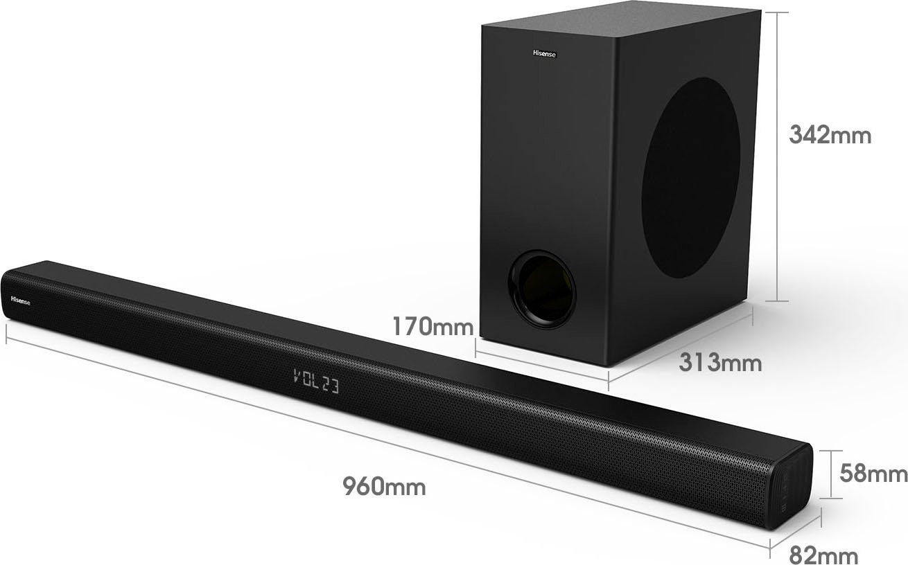 Hisense HS218 2.1 Soundbar (Bluetooth, 200 W, Home Theater System, 200W, Subwoofer)